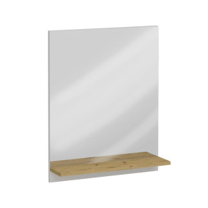FMD Espelho de parede com estante de carvalho artesanal 54.5x13.5x67.5 cm D
