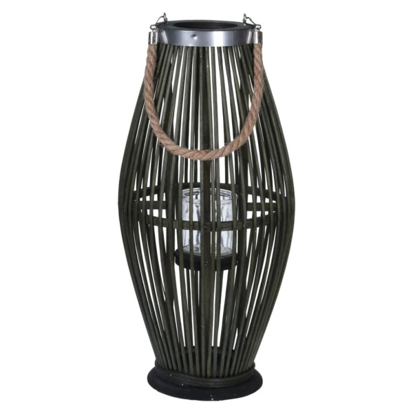 H&S Collection Lanterna de bambu verde 24x48 cm D