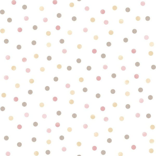 Noordwand Papel pintado Mondo bebê Confetti Dots branco. rosa e marrom D