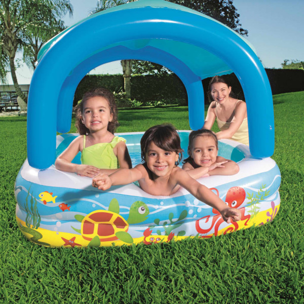 Bestway Piscina infantil com toldo azul 140x140x114 cm D