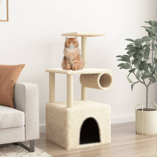 Raspador para gatos com postes de sisal creme 109,5 cm D