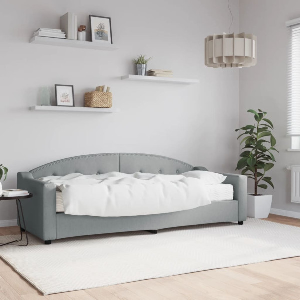 Sofá cama com colchão tecido cinza claro 80x200 cm D