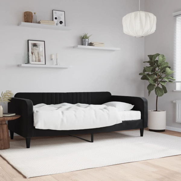 Sofá cama com colchão de veludo preto 90x190 cm D