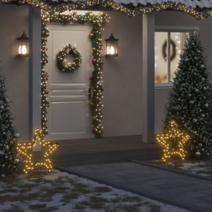 Estrella de luz decorativa Navidad con estacas 80 LED 60 cm D