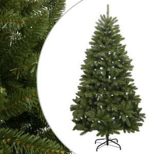 Árbol de Navidad artificial con bisagras y soporte verde 150 cm D