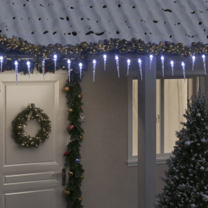 Luces carámbano Navidad 200 LED blanco frío acrílico PVC 20 m D