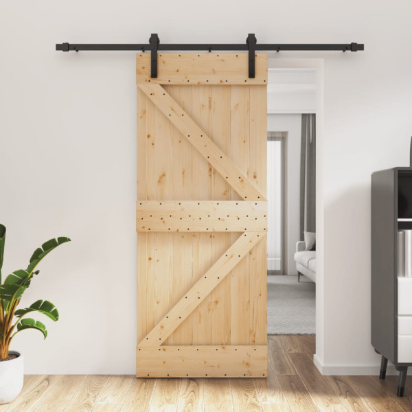 Puerta corredera con herrajes madera maciza de pino 85x210 cm D