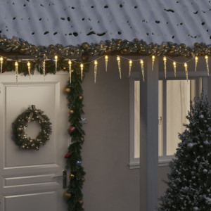 Luces carámbano Navidad 100 LED blanco cálido acrílico PVC 10 m D