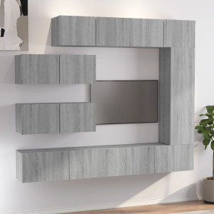 Set de muebles para TV 7 pzas madera contrachapada gris Sonoma D