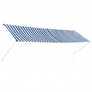 Toldo retráctil 400x150 cm azul y blanco D