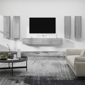 Set de muebles para TV 6 pzas madera contrachapada gris Sonoma D