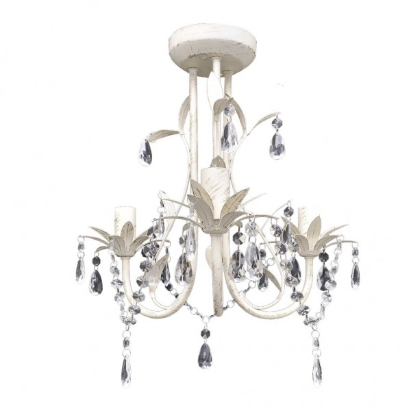 Candelabro com Cristais Pendente Elegante em branco M 2