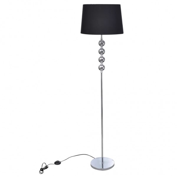 Lámpara de pie pantalla y soporte alto 4 bolas adorno negra D