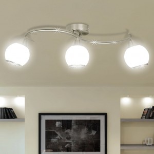 Lâmpada de teto de vidro e suporte curvo 3 lâmpadas E14 D