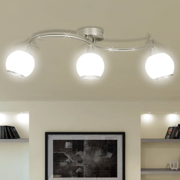 Lámpara de techo de cristal y soporte curvado 3 bombillas E14 D