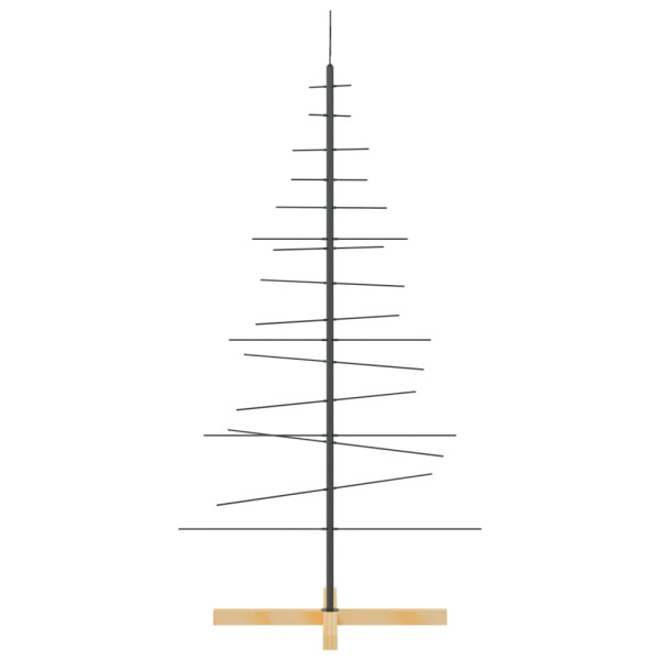 Árbol de Navidad metal negro con base de madera 150 cm D