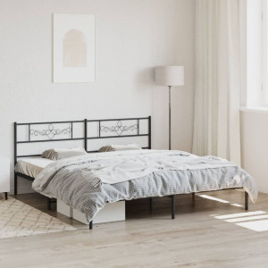 Estructura de cama con cabecero metal negro 200x200 cm D