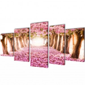 Set decorativo de lienzos para pared flores de cerezo 200 x 100 cm D