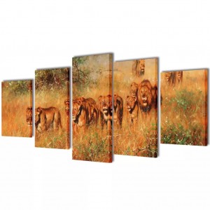 Set decorativo de telas para a parede modelo leões. 100 x 50 cm D