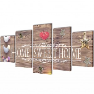 Set decorativo de lienzos para pared Home sweet home 100x50cm D