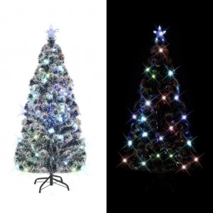 Árbol de Navidad artificial con soporte/LED fibra óptica 150 cm D