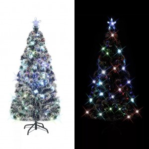 Árbol de Navidad con luces y soporte fibra óptica 180 cm D