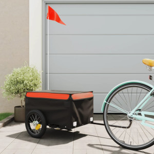 Remolque de carga para bicicleta hierro negro y naranja 30 kg D