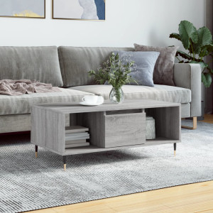 Mesa de centro madera contrachapada gris Sonoma 90x50x36.5 cm D