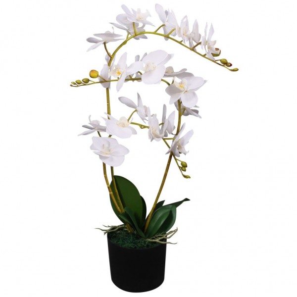 Planta artificial orquídea con macetero 65 cm blanca D