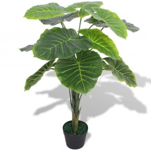 Planta de taro artificial com poteiro verde de 85 cm D
