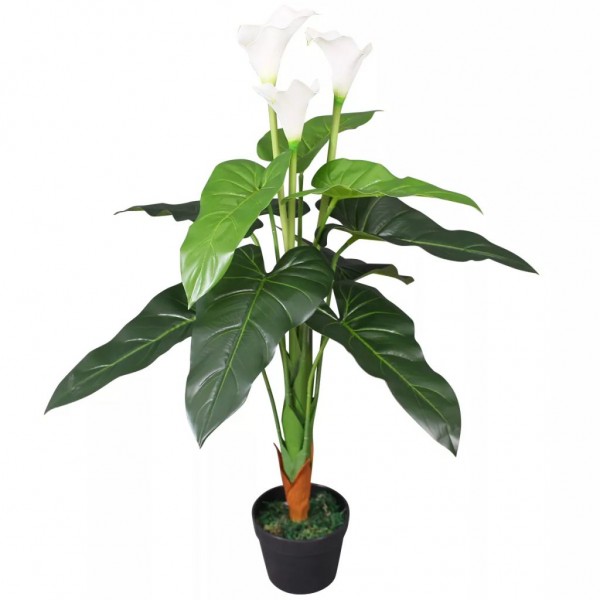 Planta cala lilly artificial con macetero 85 cm blanca D