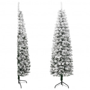 Mitad árbol Navidad artificial delgado con nieve 180 cm H