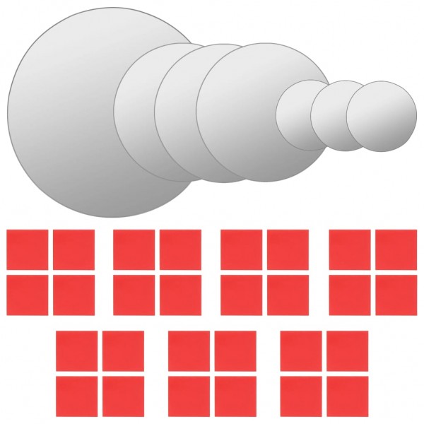 Conjunto de espejo de pared redondo vidrio 7 piezas M 3