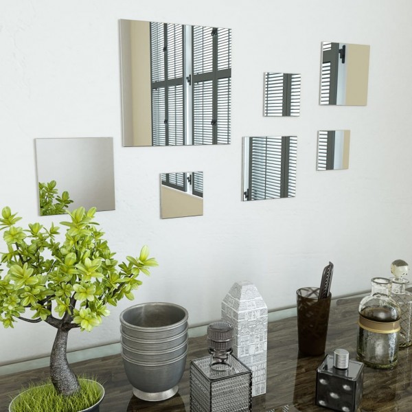 Conjunto de espejos de pared cuadrados vidrio 7 piezas D