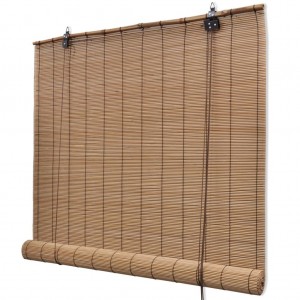 Persiana enrollable de bambú marrón 100x220 cm D