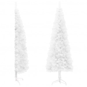 Meia árvore de Natal artificial com suporte branco 210 cm D