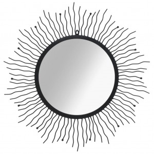 Espejo de pared con forma de sol radiante 80 cm negro D