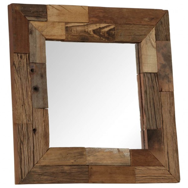 Espelho de madeira maciça reciclada 50x50 cm D