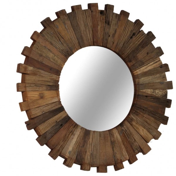 Espejo de pared de madera reciclada maciza 50 cm D