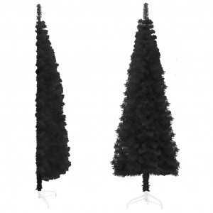 Meia árvore de Natal artificial com suporte preto 180 cm D