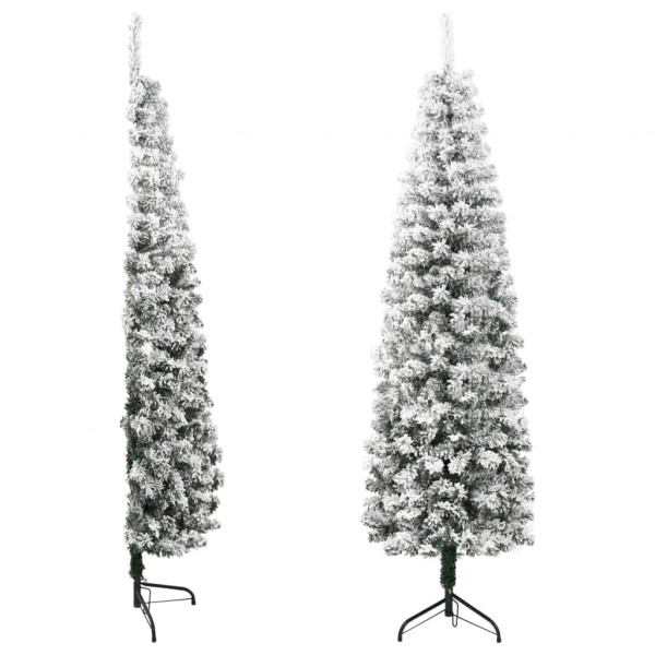 Mitad árbol Navidad artificial delgado con nieve 150 cm D