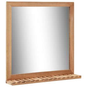 Espejo de cuarto de baño madera maciza de nogal 60x12x62 cm D
