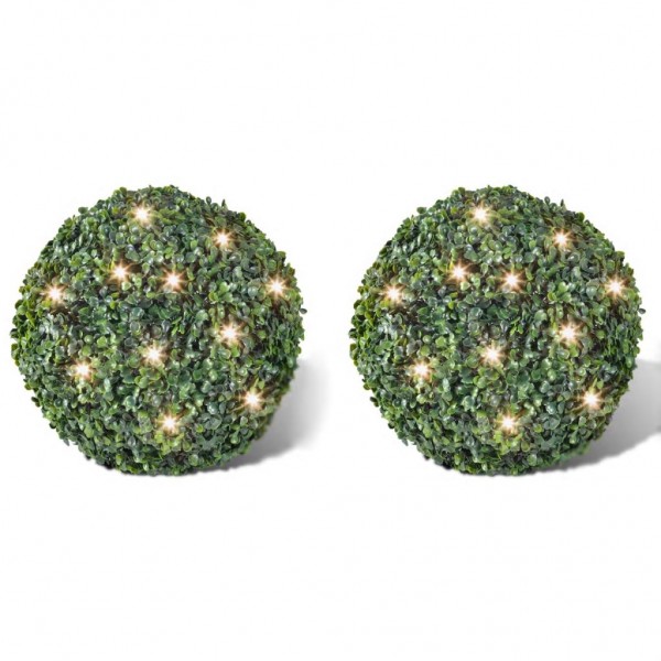 Folha Artificial Bola de poda 35 cm Com corda de LED solar 2 peças D