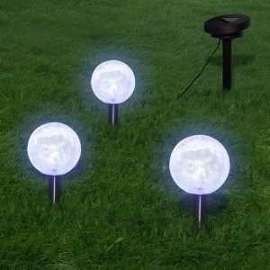 Lámparas de jardín LED con anclajes y paneles solares 6 uds D