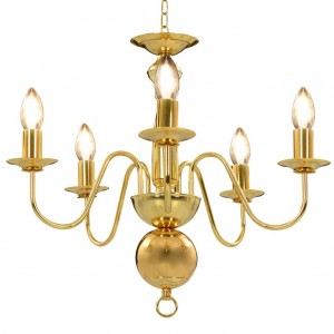 Lâmpada de aranha dourada com 5 lâmpadas E14 D