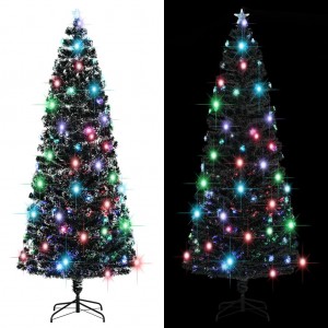 Árbol de Navidad con luces y soporte fibra óptica 240 cm D