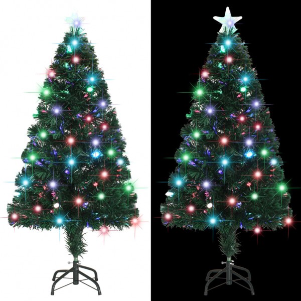 Árvore de Natal com luzes e suporte de fibra óptica 120 cm D