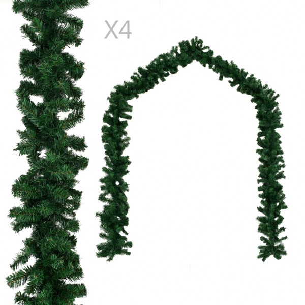 Girinas de Natal 4 unidades PVC verde 270 cm D