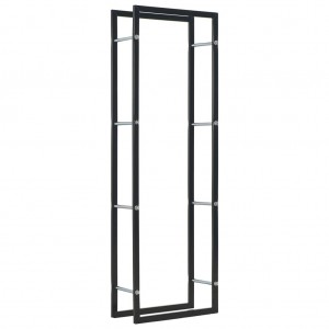 Rack para lenha em aço preto 50x20x150 cm D