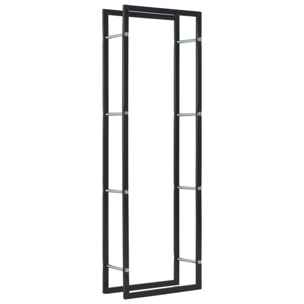 Rack para lenha em aço preto 50x20x150 cm D